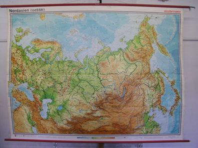 Schulwandkarte Wandkarte Asien Nordasien Russland Russia Ukraine 1977 239x181cm