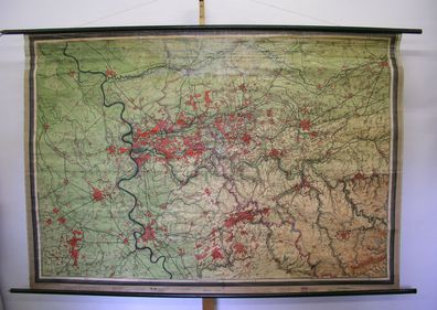 Schulwandkarte Wandkarte alte schöne Karte Rheinisch-Westfälisches 228x156 1935