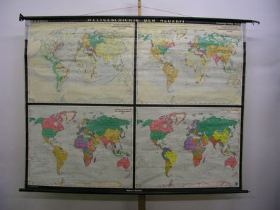 Schulwandkarte schöne alte Weltkarten Weltgeschichte 212x163cm vintage map 1955