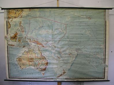 Schulwandkarte Wandkarte alte Karte Australien Deutsche Südsee 219x152 1915 map