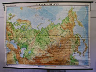 Schulwandkarte Wandkarte Asien Nordasien Russland Russia Arktis 1970 239x182cm
