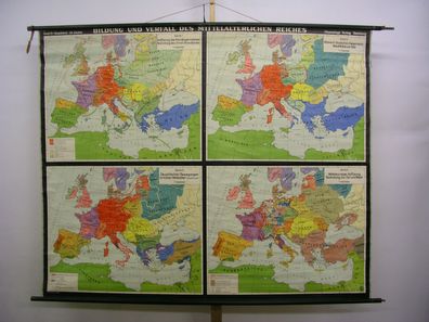 Schulwandkarte schöne Wandkarte Bildung Verfall Deutsches Reiches 205x166c 1957