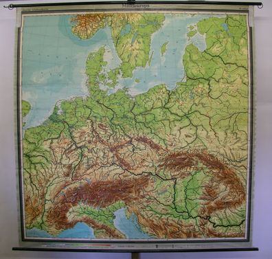 Schulwandkarte schöne alte Europakarte Deutschland 1954 223x228cm vintage map