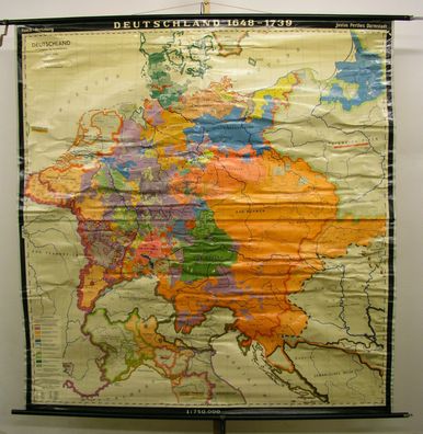 Schulwandkarte Wandkarte Deutschland 1648-1739 Reichzerfall Verfall 195x203 1965