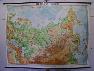 Schulwandkarte Wandkarte Asien Nordasien Russland Russia Ukraine 1962 239x181cm