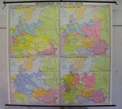 Schulwandkarte schöne alte Mitteleuropakarte 1914 bis 1967 207x200cm vintage map