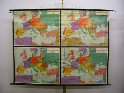 Schulwandkarte schöne alte Wandkarte Europakarte 20. Jahrh 205x156c 1958 vintage