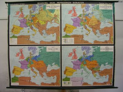 Schulwandkarte Wandkarte Europäische Staaten Europa ab 16. Jh. 204x163cm 1955