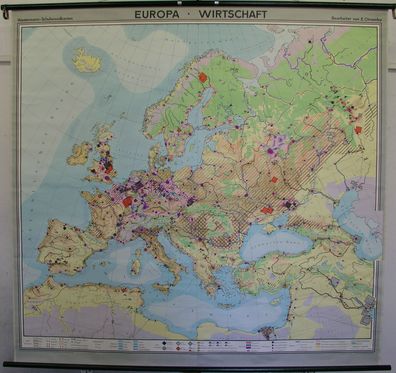 Schulwandkarte Wandkarte Karte Europa Wirtschaft Europe 1964 top 195x185cm map