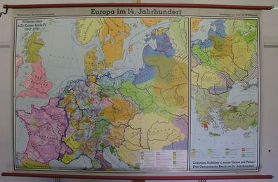Schulwandkarte Wandkarte Europa im 14. Jahrhundert Europe century 202x133 1975