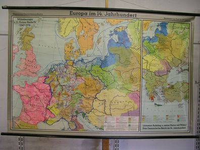 Schulwandkarte Wandkarte Europa im 14. Jahrhundert Europe 14. century 203x133 1966