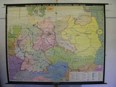 Schulwandkarte Wandkarte Deutschland Germany 1945-1965 nach 2. WK 240x191cm