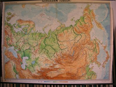 Schulwandkarte Wandkarte Asien Nordasien Russland Russia Ukraine 1958 240x179cm