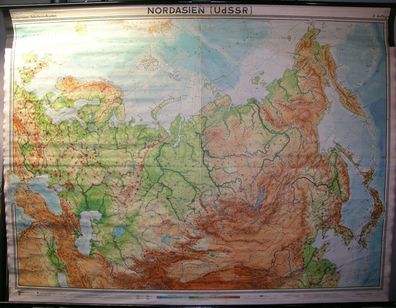 Schulwandkarte Wandkarte Asien Nordasien Russland Russia Ukraine 1958 240x181cm