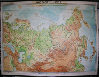 Schulwandkarte Wandkarte Asien Nordasien Russland Russia Ukraine 1958 240x181