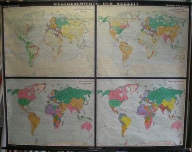 Schulwandkarte schöne alte Weltkarte Weltgeschichte 212x163cm vintage map 1955
