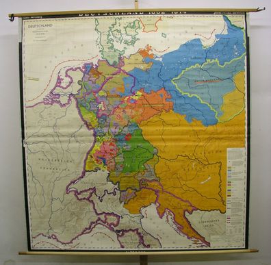 Schulwandkarte Wandkarte Karte Deutschland Napoleon 1802-1814 Krieg 195x203 1969