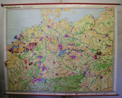 Schulwandkarte Wandkarte Karte Deutschland Stahl Kohle Pkw Salz 245x195 1976 map