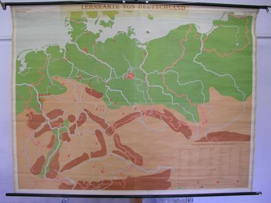 Schulwandkarte Wandkarte Germany Deutschland mit Grenzen 1937 Leinwand 209x160cm