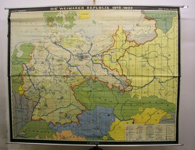 Schulwandkarte Wandkarte Karte Deutschland Deutsches Reich 1918-33 242x190c 1962