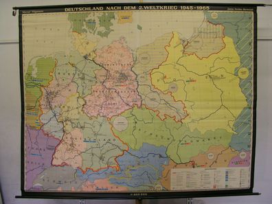 Schulwandkarte Wandkarte Deutschland Germany 1945-1965 nach 2. WK 240x194cm