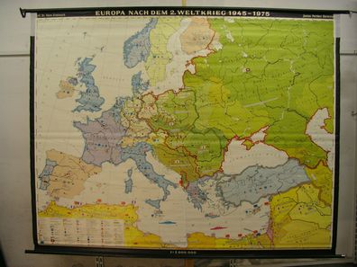 Schulwandkarte Wandkarte Europa 1945-1975 Europe after WWII Germany 245x193 1975
