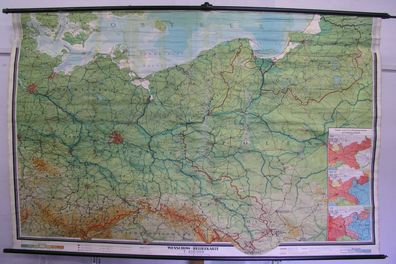 Schulwandkarte Wandkarte Karte map Mitteldeutschland Ostdeutschland 241x155 1955