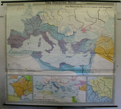 Schulwandkarte Wandkarte Italien Italia Rom Roma Römisches Reich 1967 211x195cm