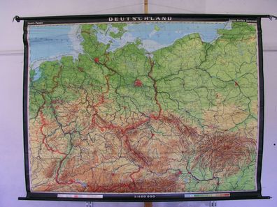 Schulwandkarte Wandkarte map Karte Deutschland Germany 37erGr 212x162 600T 1979