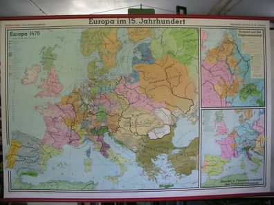 Schulwandkarte Wandkarte Rollkarte Karte map Europa Europe 15. Jh century 204x133