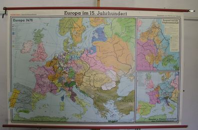 Schulwandkarte Wandkarte Rollkarte Karte map Europa Europe 15. Jh century 204x134