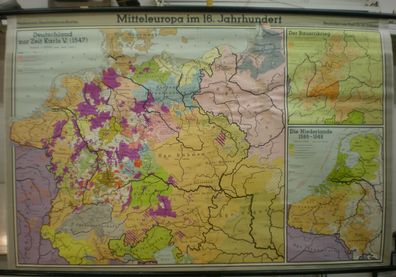 Schulwandkarte Wandkarte Mitteleuropa Europe Germany 16. Jahrhundert 200x131c
