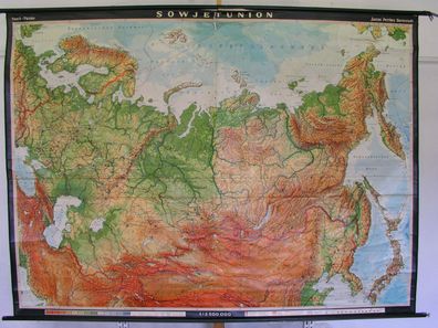 Schulwandkarte Wandkarte map Karte Russia Russland 1973 Soviet Union 246x183cm