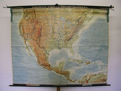 Schulwandkarte Wandkarte Karte map USA Vereinigte Staaten States 195x157 1955