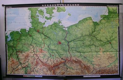 Schulwandkarte Wandkarte Schulkarte Alte Karte Norden Deutschland 270x167cm 1973