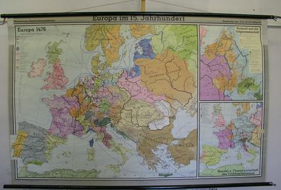 Schulwandkarte Wandkarte Rollkarte Karte map Europa Europe 15. Jh century 206x132