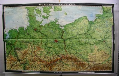 Schulwandkarte Wandkarte Norddeutsche Alte Karte DDR Ostdeutschland 272x166 1973