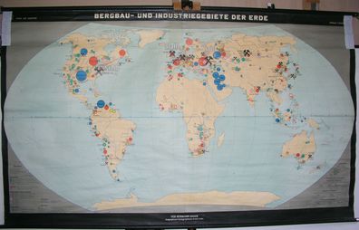 Schulwandkarte Wandkarte Welt Erde World Earth Bergbau Weltkarte Minning 240x143