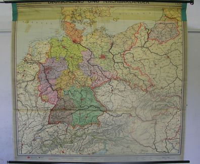 Schulwandkarte Wandkarte Schulkarte Deutschland und Nachbarländer 1956 201x186cm