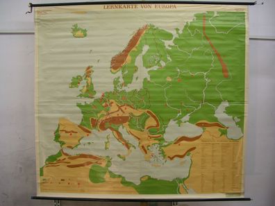 Schulwandkarte Wandkarte Schulkarte Karte Lernkarte Europa Europe 200x182cm 1964