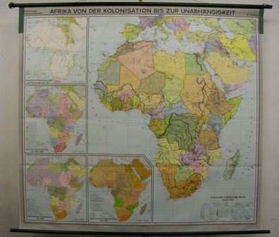 Schulwandkarte Wandkarte Schulkarte Karte Afrika von Kolonien bis 1967 206x188cm