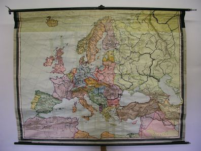 schöne alte Schulwandkarte Europakarte D. Reich 25-38 209x161 vintage map loft