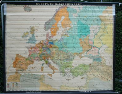 Schulwandkarte Wandkarte Schulkarte Rollkarte Europa im 16. Jahrhundert 198x160