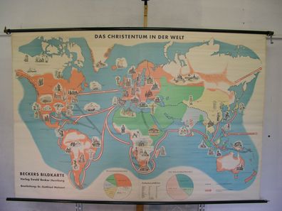 Schulwandkarte Wandkarte Weltkarte Christen Moslems Religionen der Erde 234x157