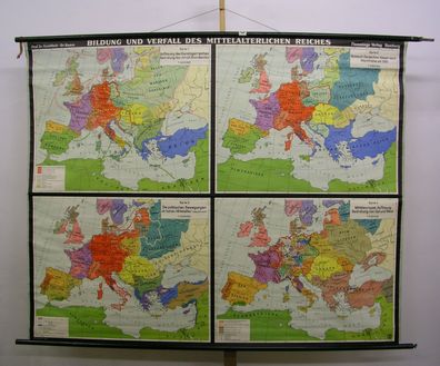Schulwandkarte Wandkarte schöne Bildung Verfall Deutsches Reiches 205x164 1957