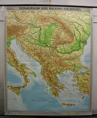 Schulwandkarte Wandkarte Serbien bis Mittelmeer Rumänien Istanbul 178x218 1967