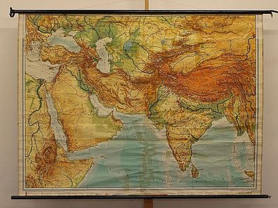 Wandkarte Indien Arabien Türkei 195x145cm 1960 Southwest Asia map Middle East