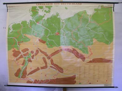 Wandkarte Malkarte Lernkarte Deutschland BRD DDR Osten 1963 208x160cm vintage