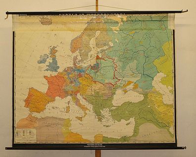 Wandkarte Europe 197x158 1956 18century history map little Ice age fr. revolution