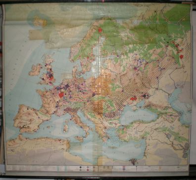 Wandkarte Europakarte Wirtschaft 1955 188x172cm vintage Dartspiel Zielscheibe